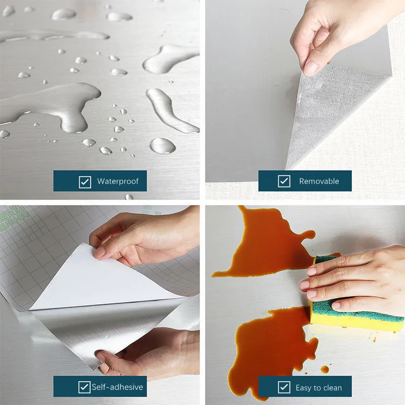 5mmetal gold silver diy removable wallpapers home decor film pvc vinyl waterproof oil proof house appliance kitchen wall sticke free global shipping