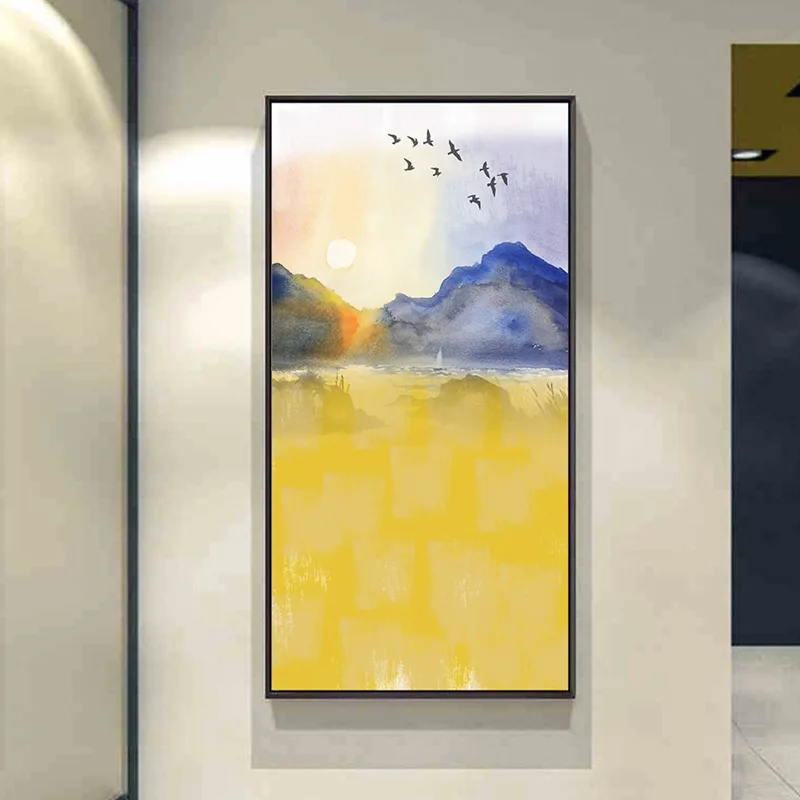 

Картина маслом стиль Золотой Солнечный лес птица морской мост ночной олень современное настенное искусство декоративная картина холст для крыльца декор комнаты