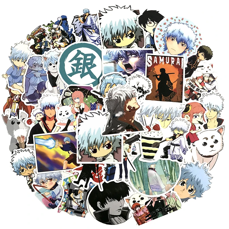 10/50pcs /pack Japan Anime Gintama Cartoon Stickers For Case Laptop Motorcycle Skateboard Luggage Children Toy Decal Sticker - купить по
