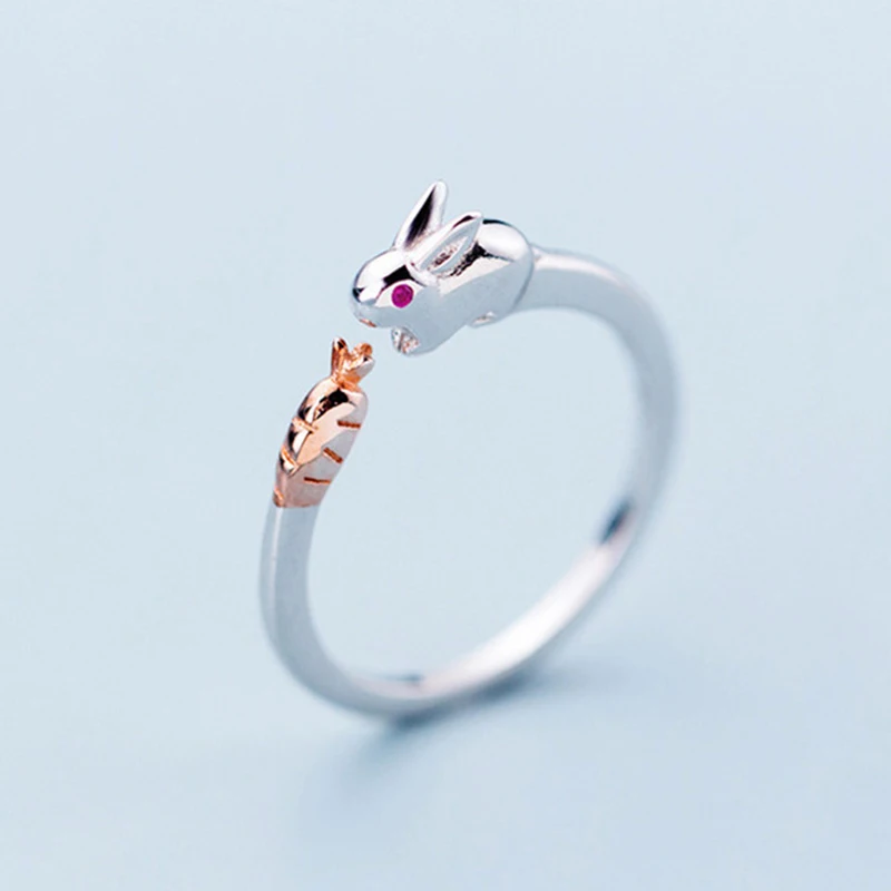 

Sweet Cute Carrot Rabbit Opening Ring For Women Creative Exquisite Wedding Ring Accessories Fashion Party Jewelry Girl Gifts