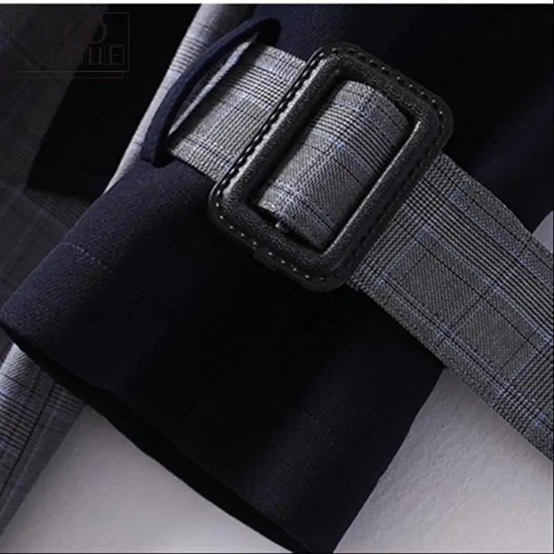 Женский двубортный Тренч в клетку классический длинный английском стиле