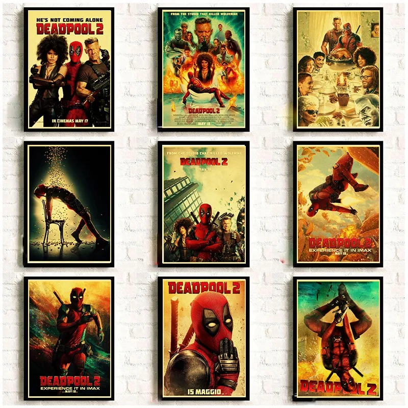 Винтажные плакаты из фильма Marvel, супергерой Дэдпул для дома/бара/гостиной, декор из крафт-бумаги, высокое качество, плакат, стикер на стену
