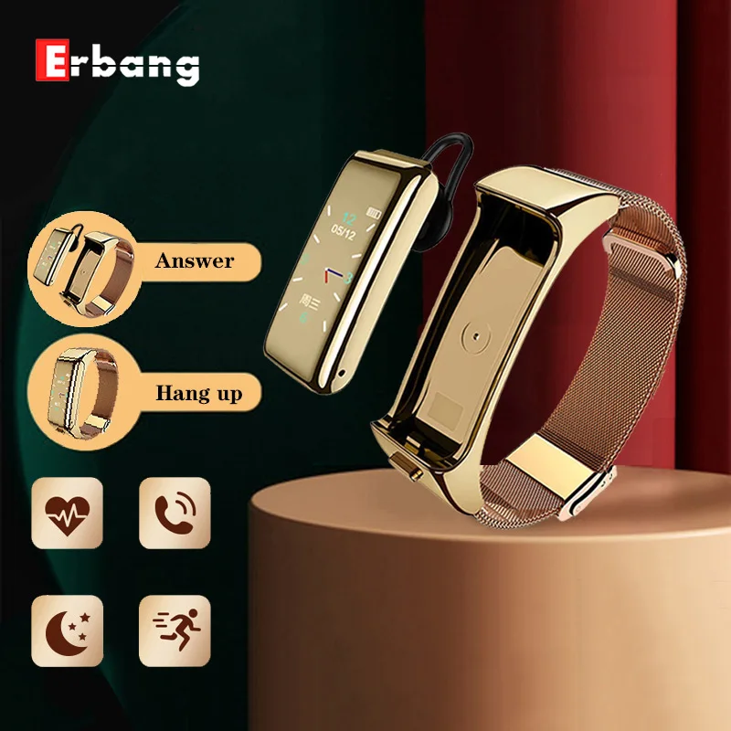 ERBANG B6 Мужская и женская bluetooth гарнитура цветной экран Смарт Браслет спортивный