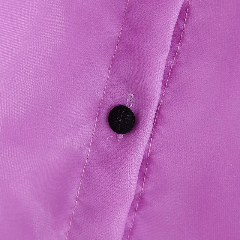 Женский шикарный однотонный фиолетовый бантик воротник блузка органза