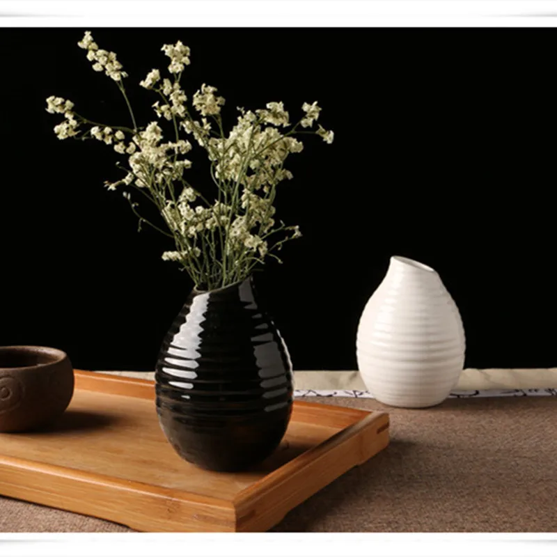 Белая/черная керамическая ваза для домашнего декора Настольная Ваза в форме