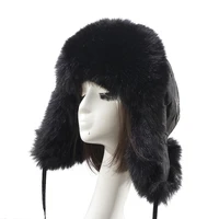 hairy lei feng hat women plus velvet thick warm fur ball ear protection hat winter faux fur fox fur northeast ski cotton hat one