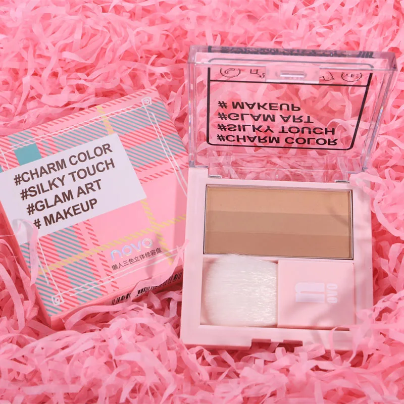 Красота глазурованная 3 цвета бронзовая палитра хайлайтер мерцающие тени для век