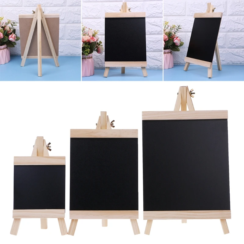 

Desktop Message Blackboard Easel Chalkboard Kids Wood Writing Boards Collapsible G6DD
