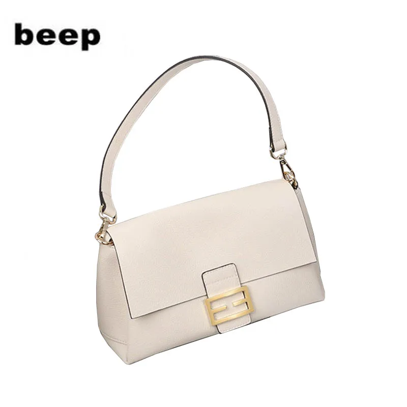 Beep women leather bag  2020 new shoulder messenger bag Simple ladies soft leather French underarm bag Small square bag