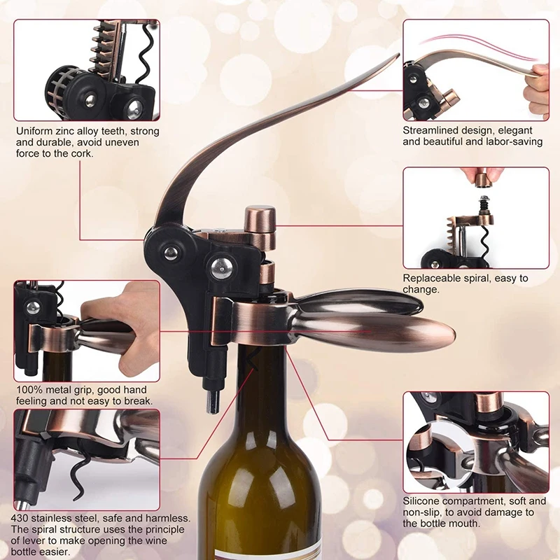 

5-Piece Set of Wine and Wine Set, Wine Corkscrew Set, Lever Type Wine Corkscrew