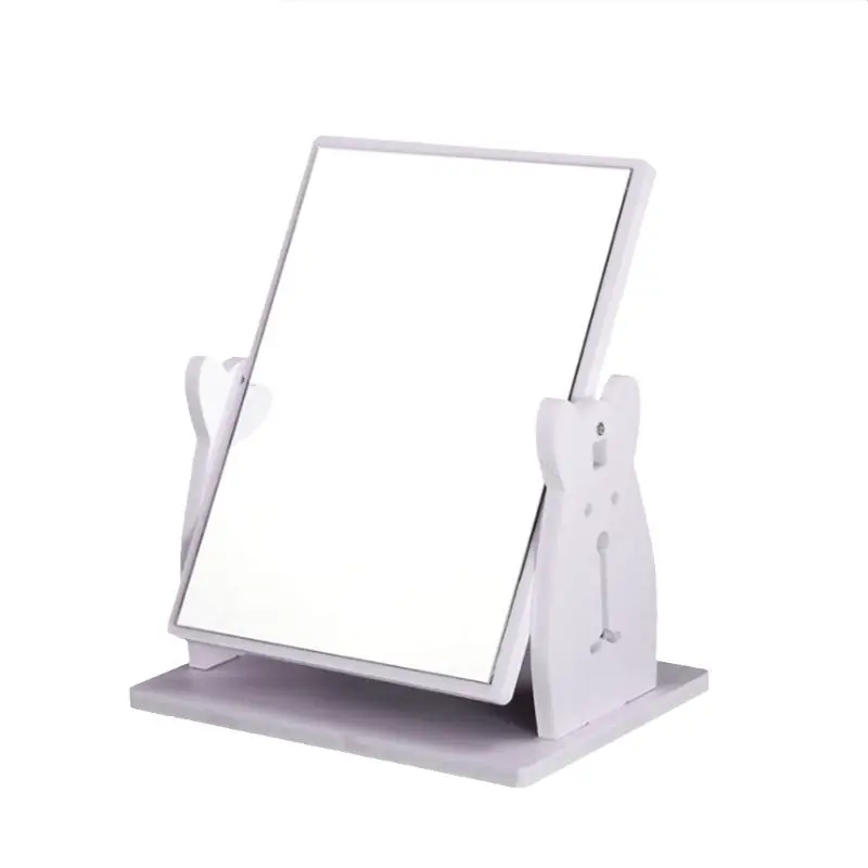 Вращающееся деревянное зеркало для макияжа с милым кроликом выдвижным ящиком DIY