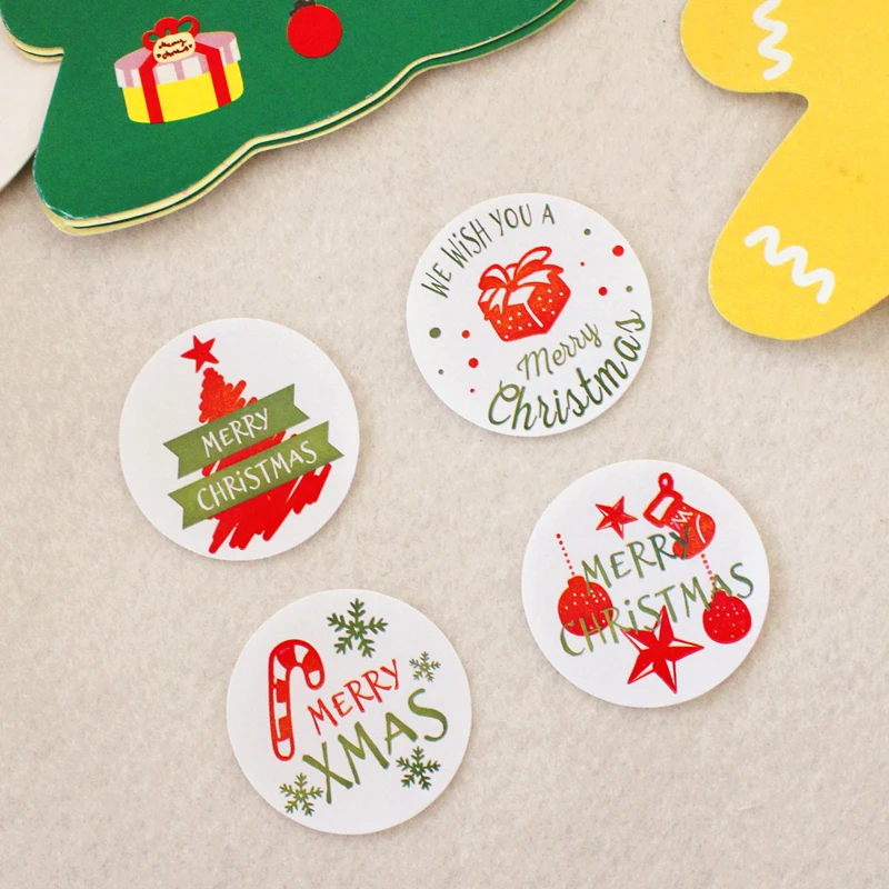 Наклейки декоративные рождественские красные зеленые 120 шт. (10 листов)