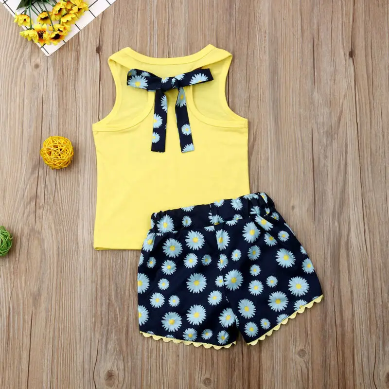 

Summer Kids Baby Girl Clothes Floral Top T-Shirt Short Pants Outfits Clothes Set