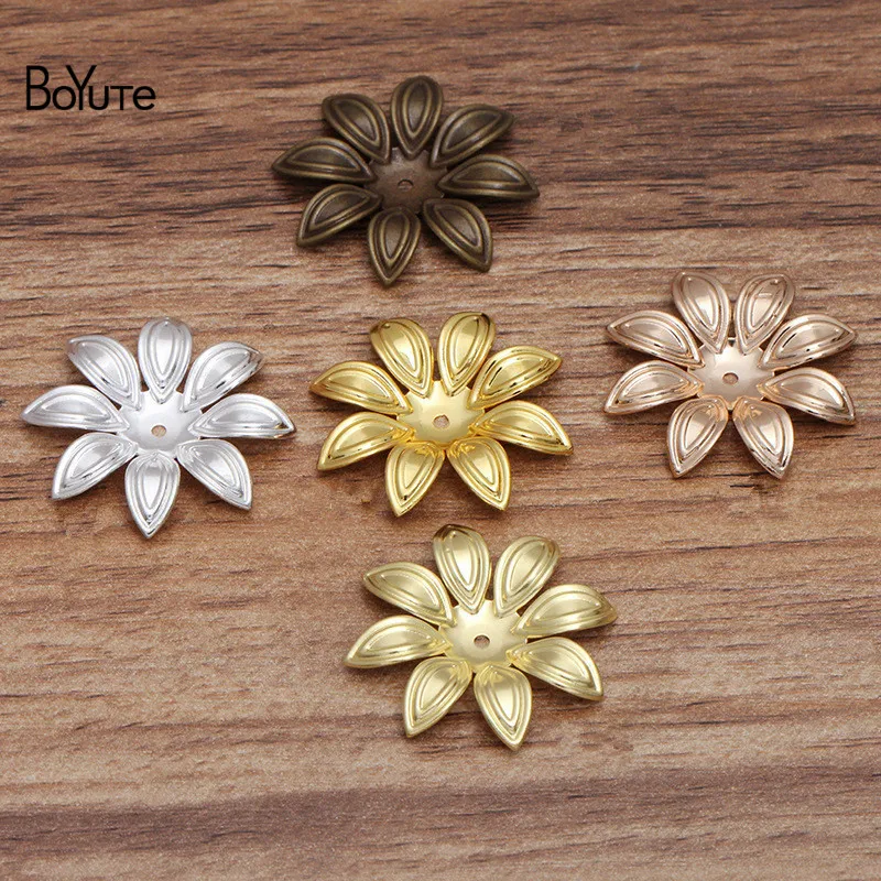 

BoYuTe (50 Pieces/Lot) 29MM Metal Brass Stamping Flower Materials Diy Hand Made Jewelry Findings Components Wholesale