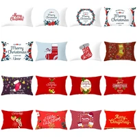 red christmas socks cushion cover rectangle winter snowman pillowcase polyester home sofa decor letter xmas tree pillow covers