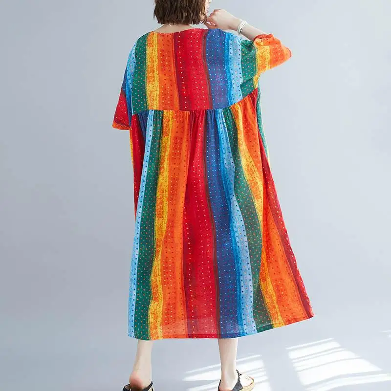 Летнее пляжное платье в полоску большого размера женские платья для женщин 2021