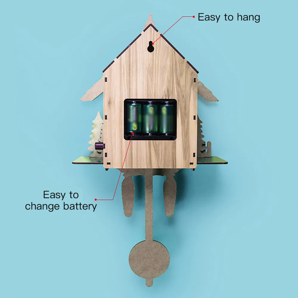 Настенные часы Cuckoo деревянные винтажные в скандинавском стиле для гостиной МДФ