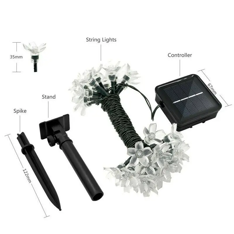 50LED Солнечный Вишневый струнный светильник s свадебный декоративный праздничный