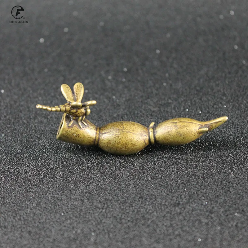 Ручная работа винтажная латунная медная статуя в форме стрекозы с корнем лотоса