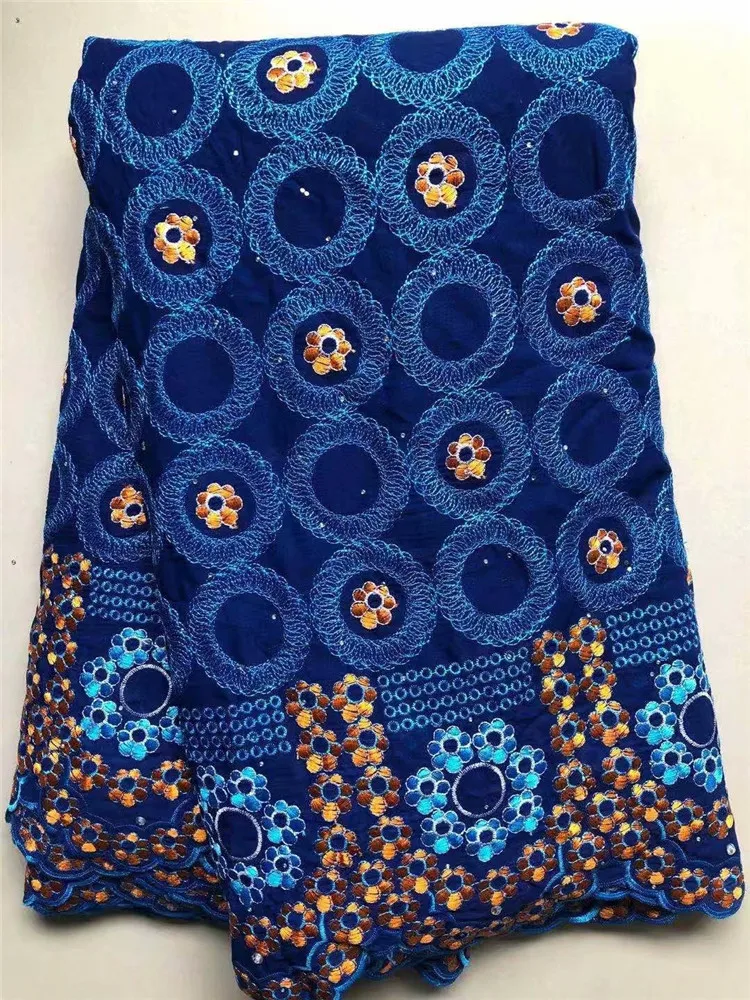 

High Quality African Guipure Lace Nigerian Cord Lace Fabric royal blue France Water Soluble Lace fabric For Wedding Dress FW34