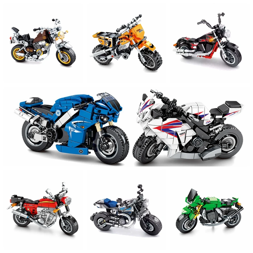 DIY City Off-road Motorbike MOC Model Building Blocks Racing Car Motorcycle Bricks Gifts Toys For Children | Игрушки и хобби