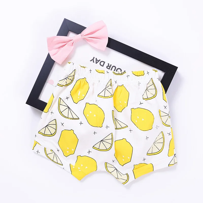 Шорты их чистого хлопка с фруктами и клубничками Детские шаровары Коллекция 2021