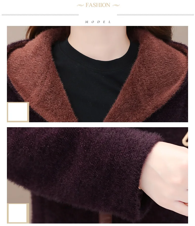 Haute couture Imitate Mink cashmere coat Women autumn jacket Shaggy coats Hooded high quality Fashionable female clothing 1402