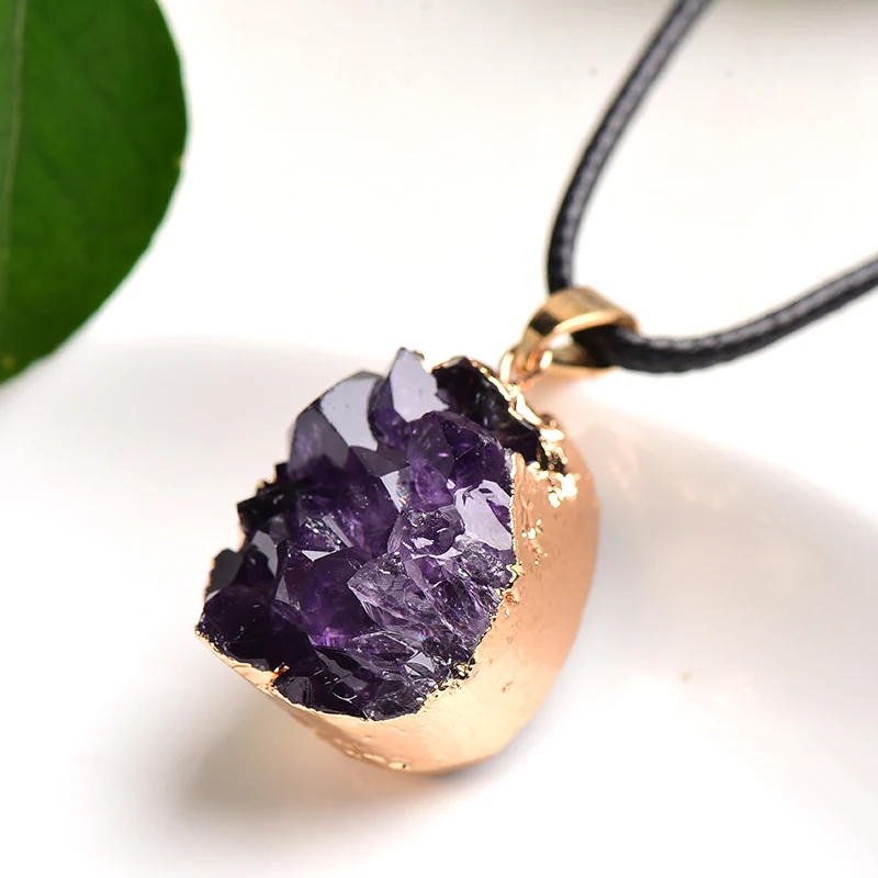 1 шт. ожерелье с подвеской из натурального кристалла Бразильский Аметист