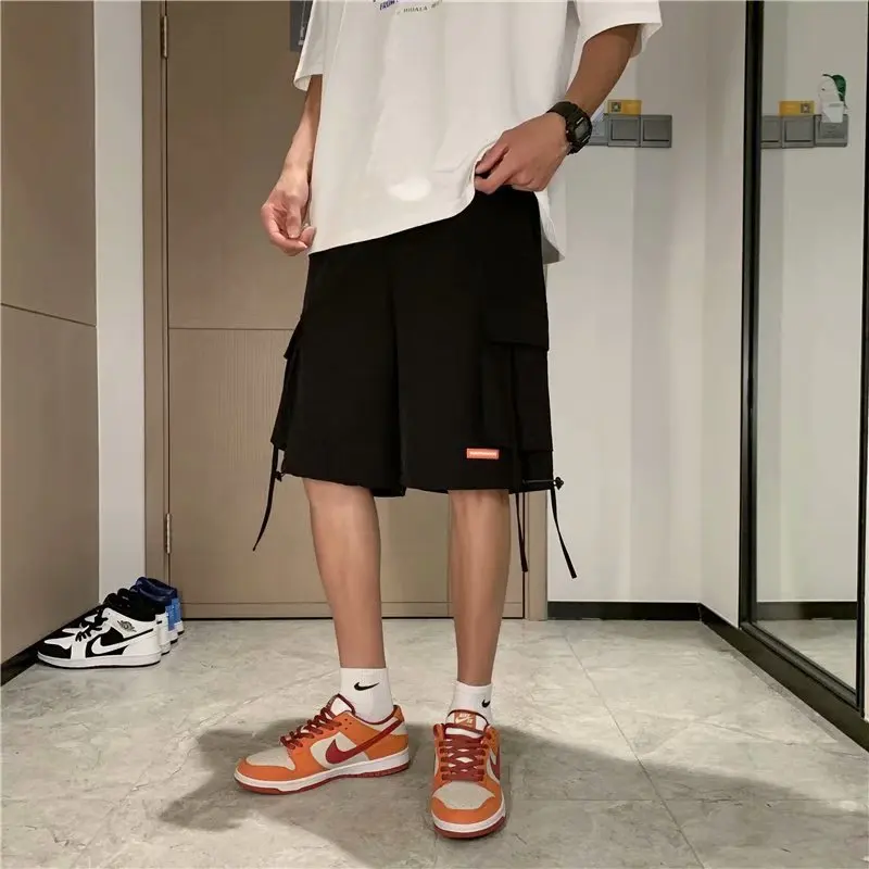 

Hong Kong style new overalls shorts summer wear loose straight-leg pants Korean fashion trendy brand Japanese five-point pants