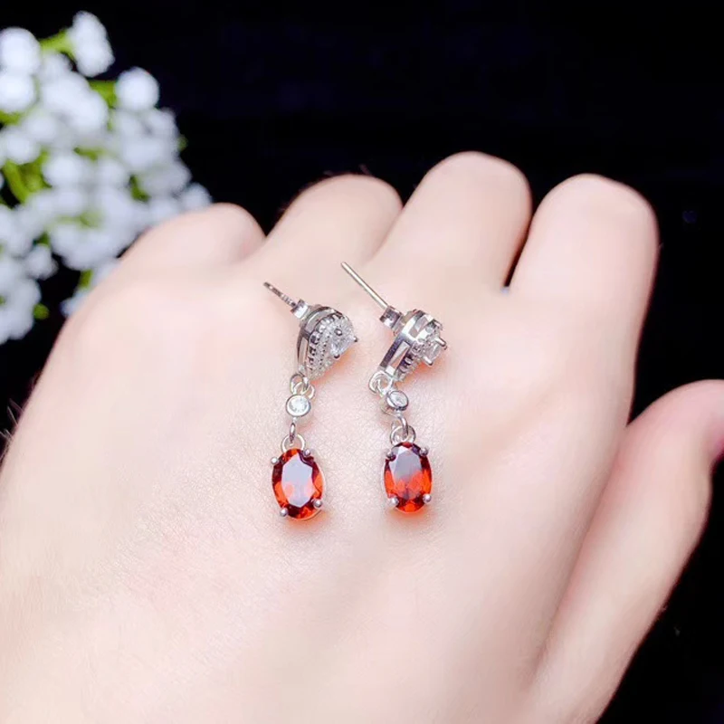 Ювелирные изделия CoLife из серебра 925 пробы висячие серьги с натуральным гранатом 5