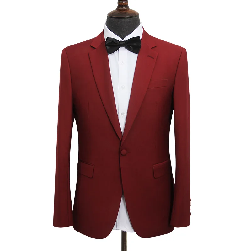 Мужской красный костюм приталенный Свадебный повседневный мужской блейзер с