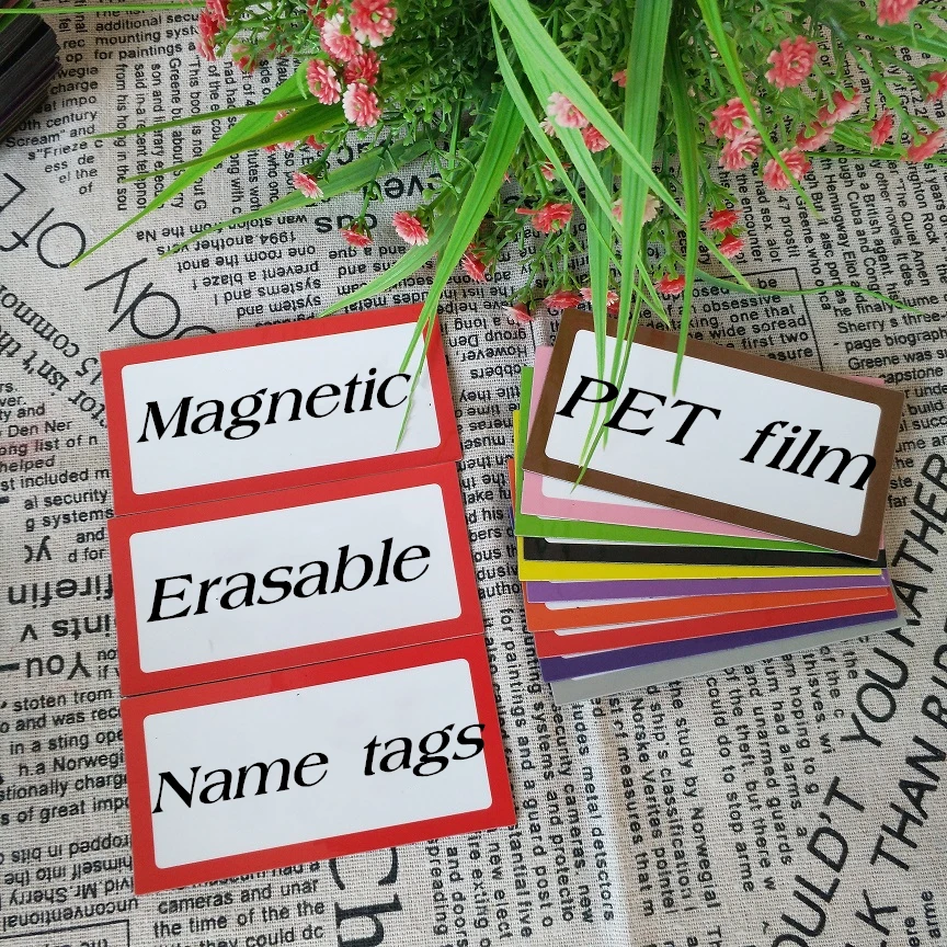

10 Pieces Magnetic Dry Erasable Labels 100*50mm Name Plate Writable Flexible Magnet Name Tags Sticky Labels and Stickers