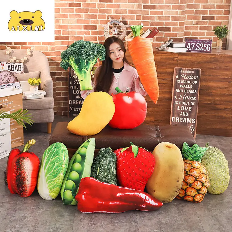 

Simulated Vegetable Fruit Pineapple Strawberry Tomato Eggplant Cantaloupe Pumpkin Vegetable Stuffed Plush Pillow Toy Food Pillow