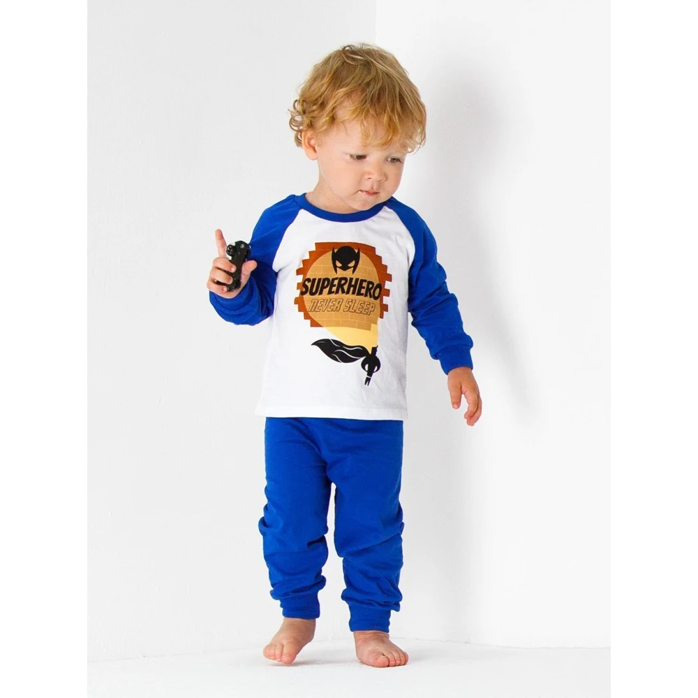 Пижама детская Amarobaby Superheroes cloak синий / пижама для мальчиков/кофта+штаны малышам |