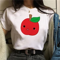oversized female clothing women top tees cute strawberry graphic print white t shirt summer short sleeve t shirts for girls