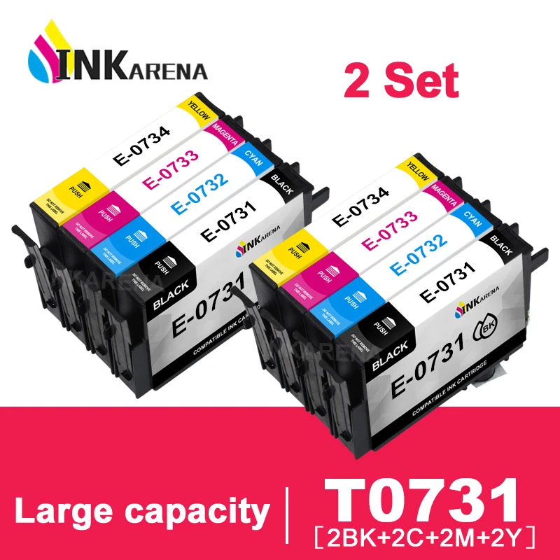 2 шт. в наборе T0731 патрон чернил для принтера Epson T0731N стилус CX7300 CX8300 TX210 C79 C90 CX3900 CX3905