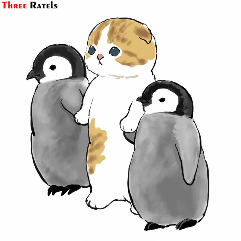 Три Ratels F251 Kitty Cat Играя с пингвином для Iphone 12 мультфильм наклейки канцелярских