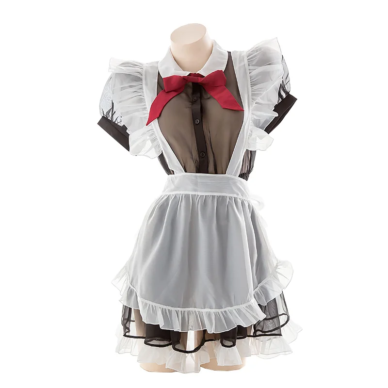 

Festival Stage Costume Female Cute Maid Dress Coaplay Maid Suit Retro Clothing Transparent Apron Uniform New Erotic Lingerie 797
