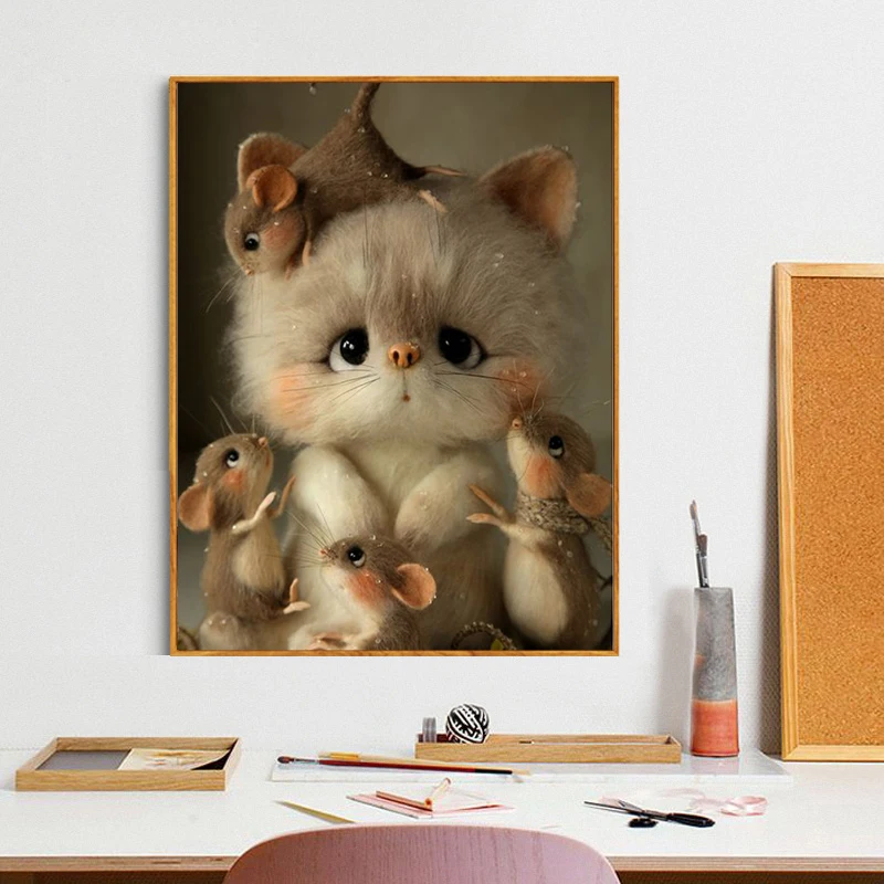 Алмазная 5D Вышивка Кот и мышь картина из страз вышивка крестиком мозаика