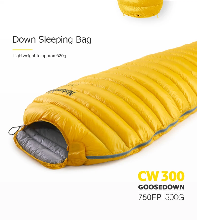 Naturehike NH18S300-D CW300 Легкий 90% белый гусиный пух спальный мешок 750 наполнение питания 3 сезона для кемпинга Пешие прогулки