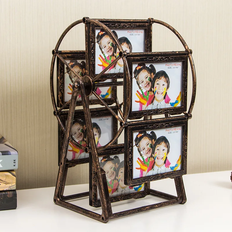 

5-Inch Ferris Wheel Photo Frame Classical Retro Romantic Unassembled Plastic Table Photo Frame Children's Gift DIY Picture Frame