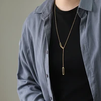 amaiyllis 18k gold simple geometric sweater chain y necklace pendants for couple long chain necklace jewelry