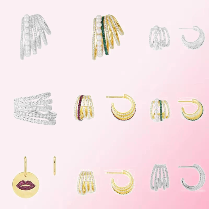 

1:1 Make 925 Sterling Silver Customized Colorful Overlapping Design DIY Exquisite Fashion Earrings