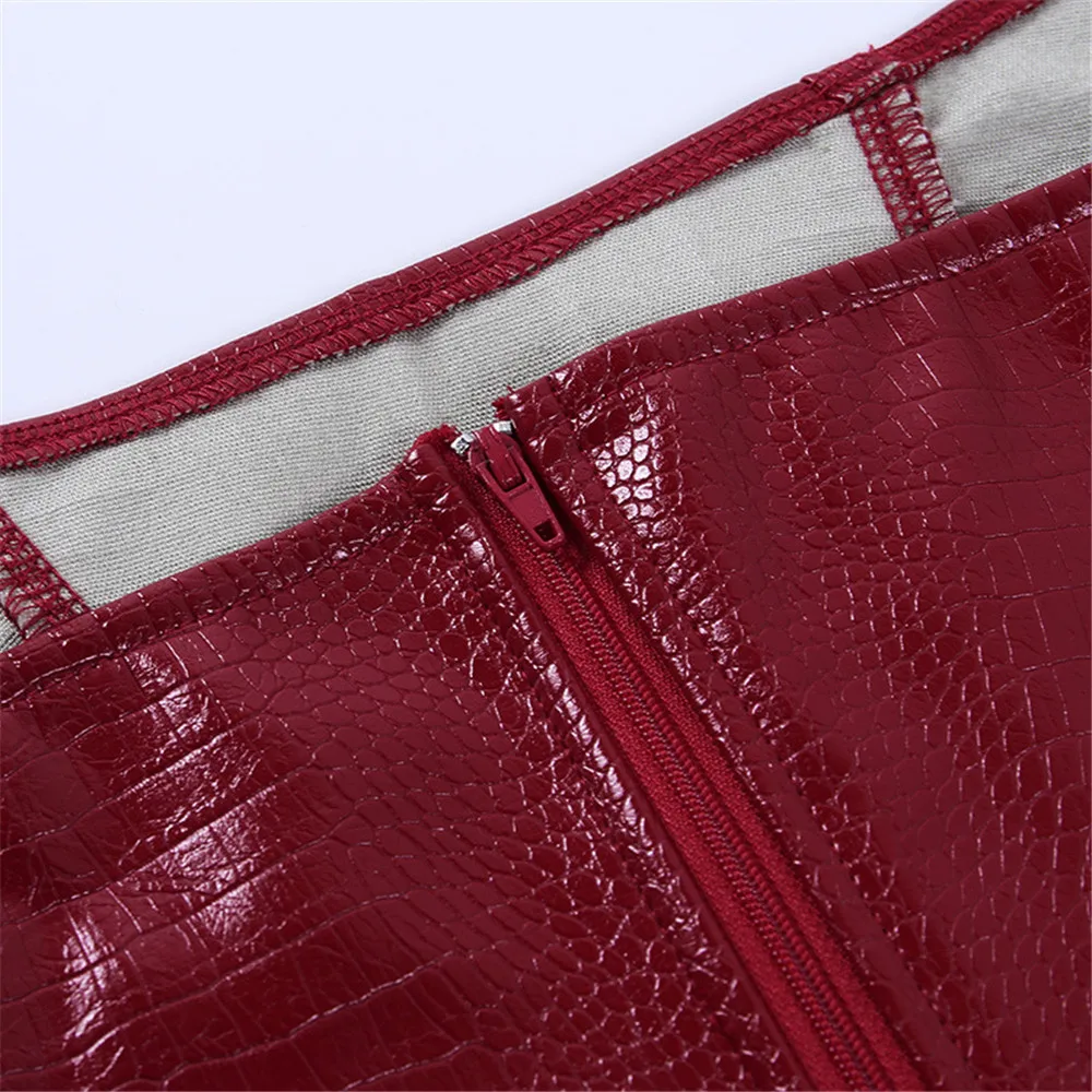 

Red Leather Slim Corset Belt Women Summer Crop Tops Backless Bandage Fashion Sexy Club Indie Aesthetics Top Female Outfits 2021