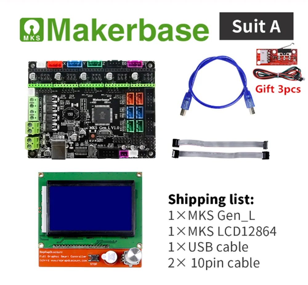 3d принтер контроллер карты MKS GEN L V2.1 + Ramps LCD 12864 Дисплей lcd RepRap Шаговые драйверы DIY 3D