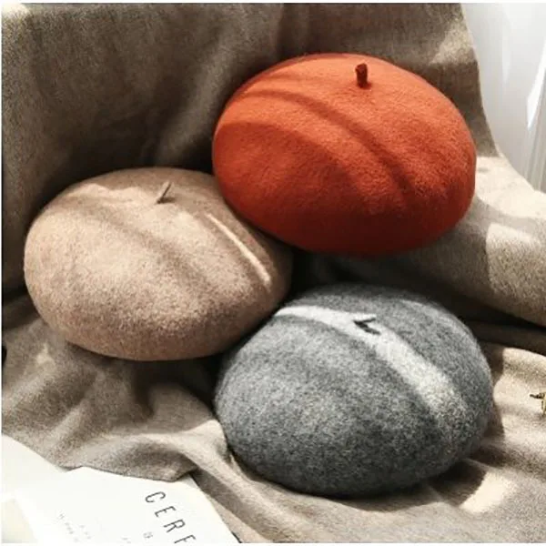

Autumn And Winter Korean Version Of Wool Hat Beret Female Pumpkin Hat Japanese Woolen Painter Hat Japanese Bud Hat