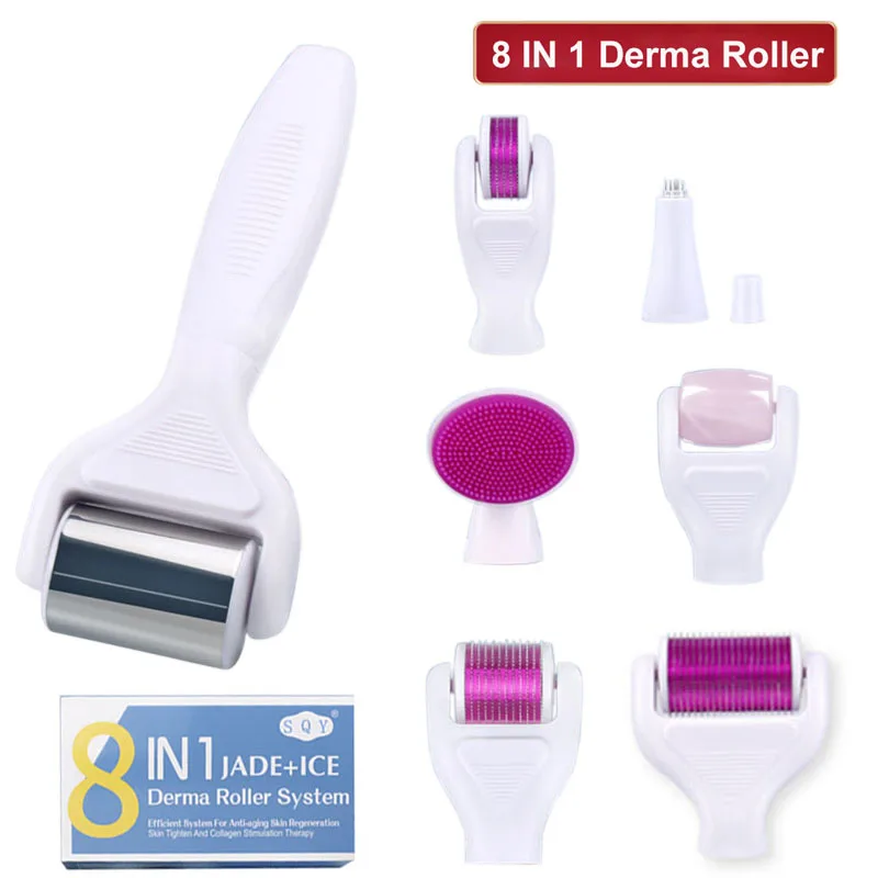 

DRS 6/8 In 1 Derma Roller Microneedle Set Facial Rollor Skin Rejuvenation Wrinkle Acne Pore Reduce Face Care Derma Tool