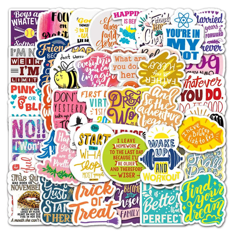 

10/30/50PCS Inspirational English Motto Graffiti Children's Toy Luggage Laptop Computer Car Refrigerator Decoration Stickers
