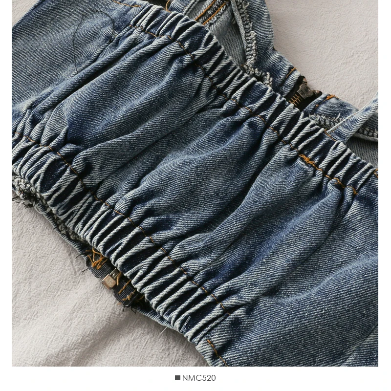 

Sexy Halter Lace-up Halter Sling Denim Camisole Women Summer Zipper Top 2021 New Ultra Short Sling Denim Sling Fashion Sexy Top