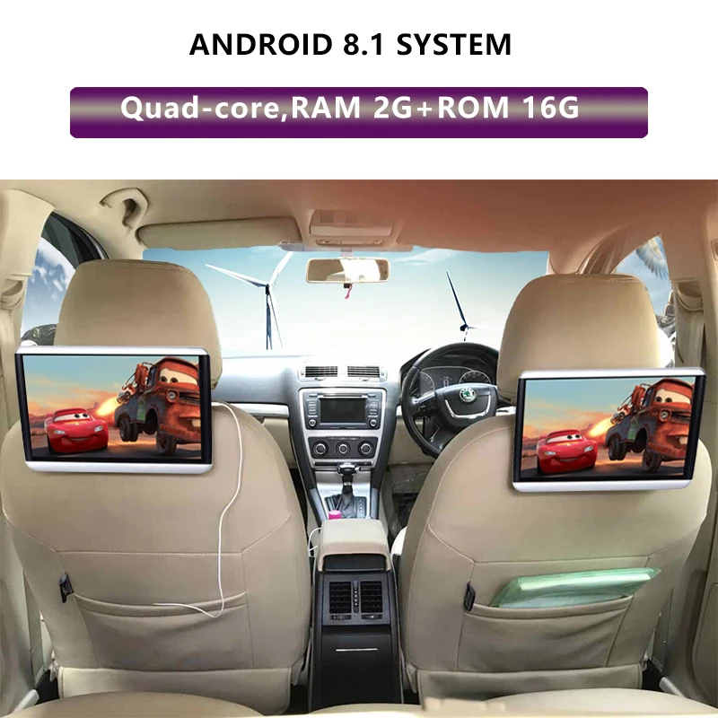 Монитор на подголовник автомобиля 10 1 дюйма Android 8 4K 1080P 1920*1200